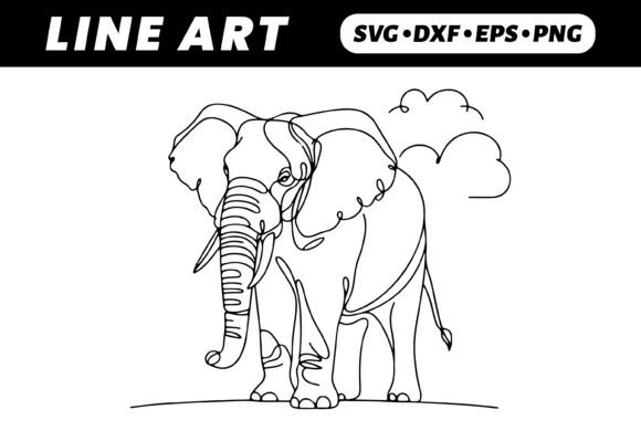 Download One-Line Elephant Drawing, Simple Art - Simple Collection