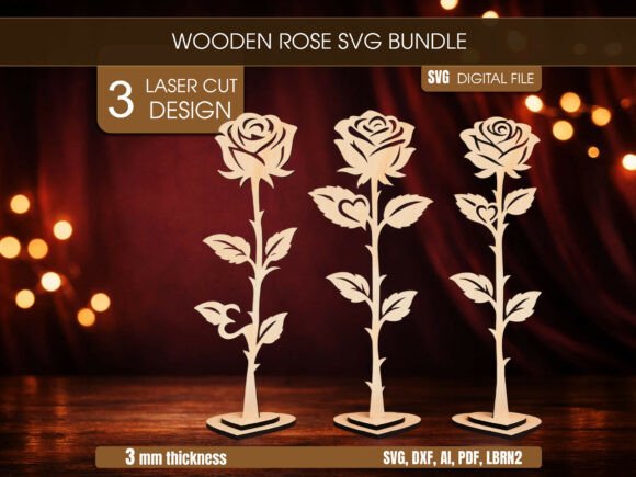 Download Wooden Rose SVG Bundle | 3 Laser Cut Des - Svg Collection