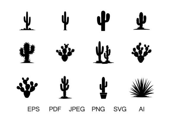 Download Cactus Silhouette Desert Clipart Bundle - Premium Resources