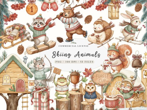 Download Watercolor Winter Woodland Animals PNG - Woodland animals png Collection