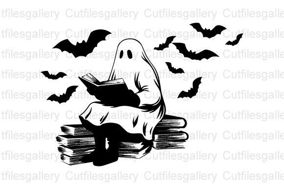 Download Ghost Reading Books SVG, Book Lover SVG - Svg Collection