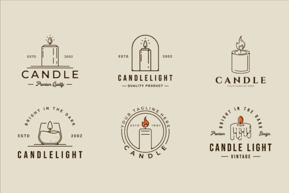 Download Set of Candle Logo Line Vector Desig - Premium Resources