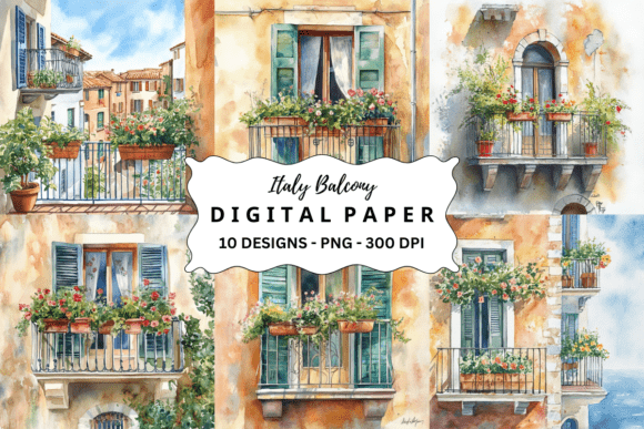 Download Watercolor Italy Balcony Background - Balcony Collection
