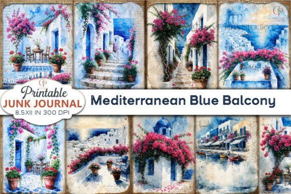 Download Mediterranean Blue Balcony Junk Journal - Balcony Collection