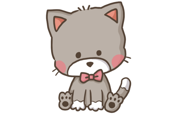 Download Cute Gray Kitten PNG Clipart with Pink - Premium Resources